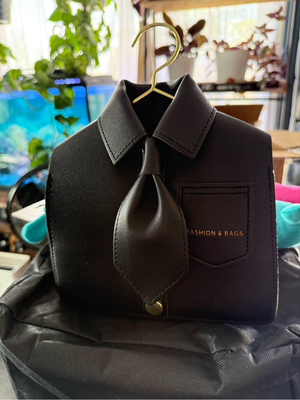 Black Novelty Tie Collar Bag.